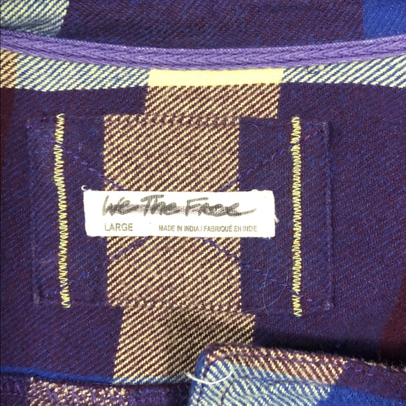 We The Free Purple and Yellow Plaid Shirt L - Picture 4 of 8